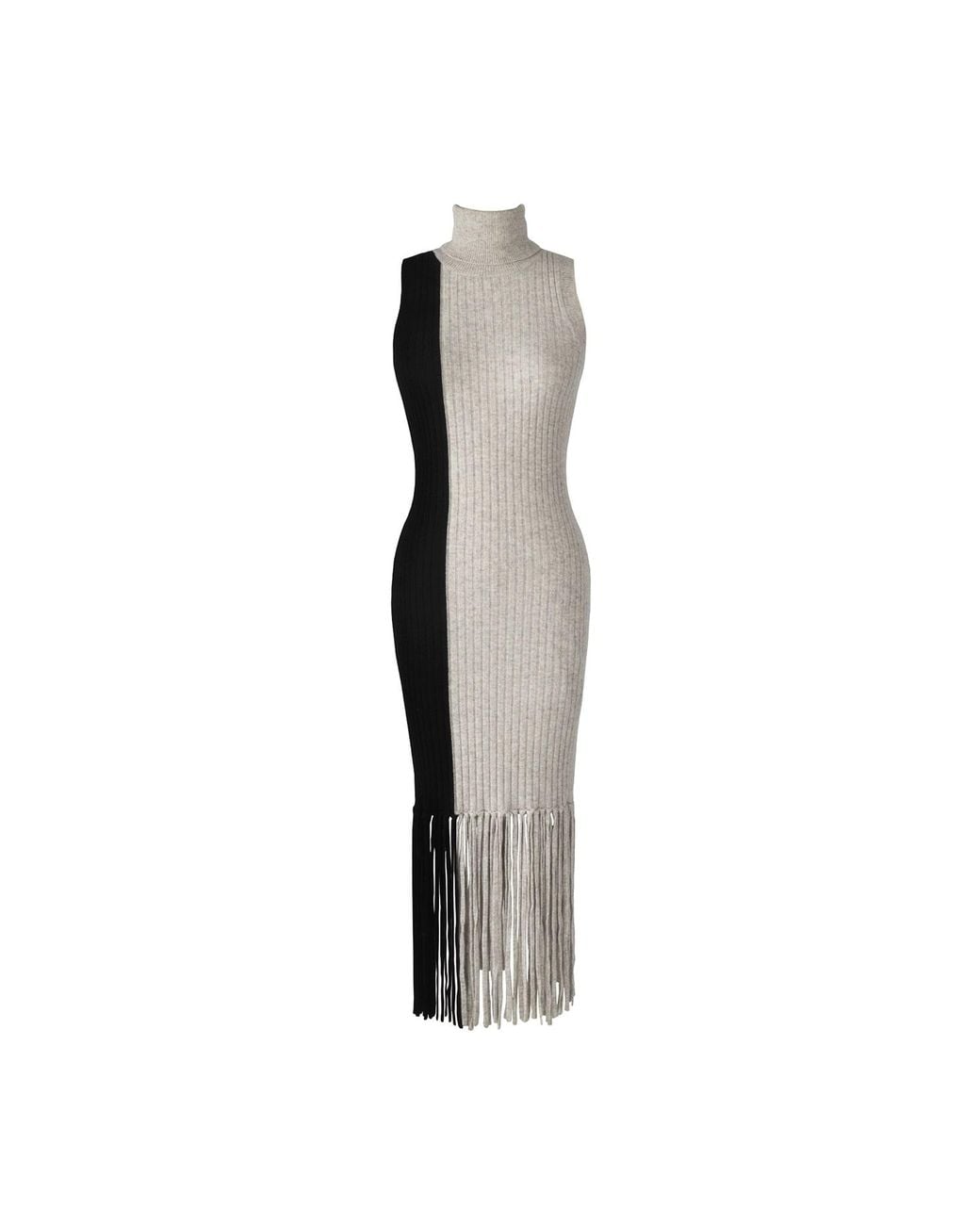 Solgo Atelier Multicolor Elleann Turtle Neck Color Blocking Cashmere Dress