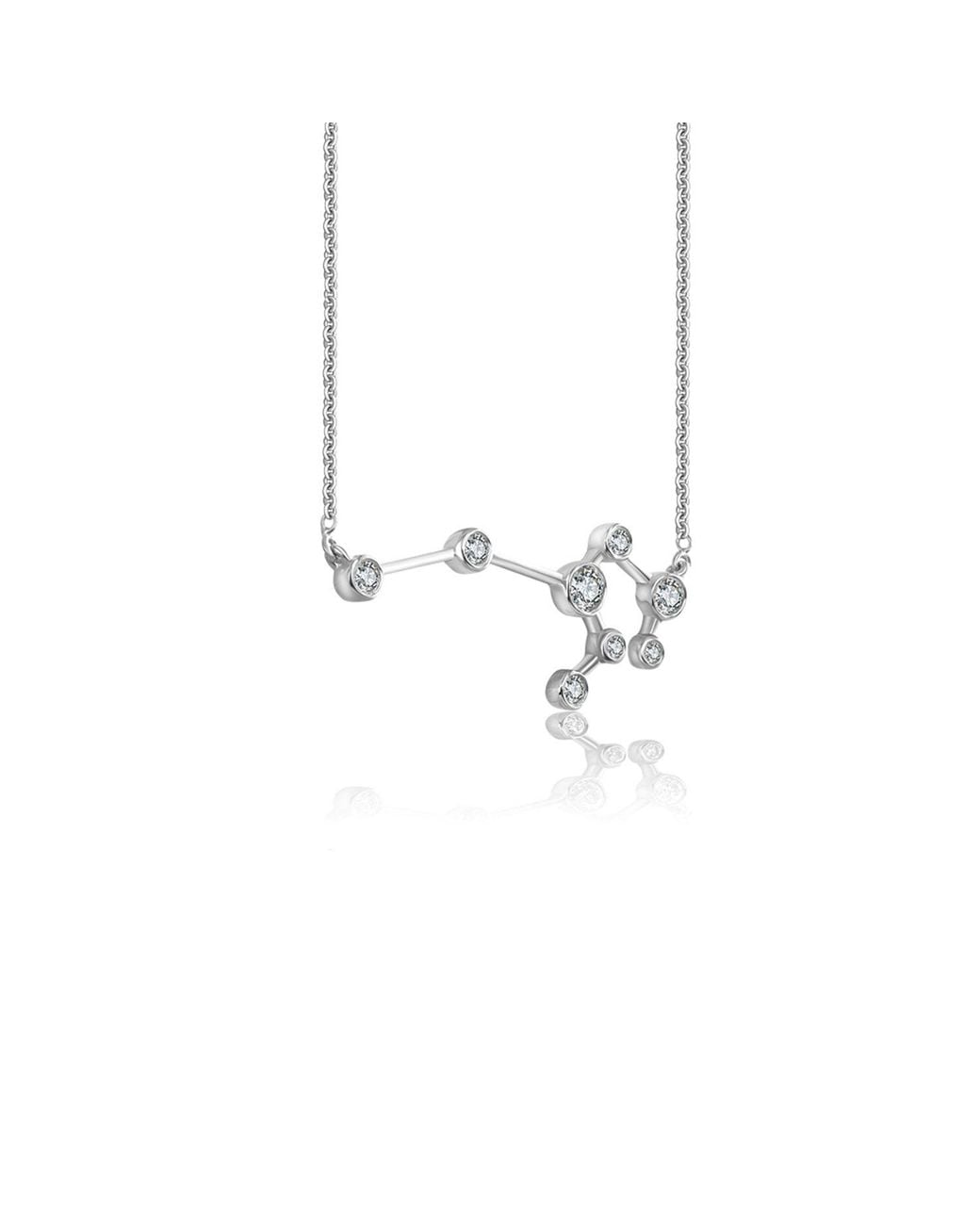 Genevieve Collection Metallic Leo Zodiac Constellation Necklace 18K & Diamond