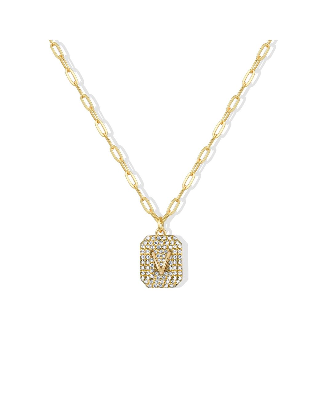 Argento Vivo Metallic The Pave Initial Dog Tag