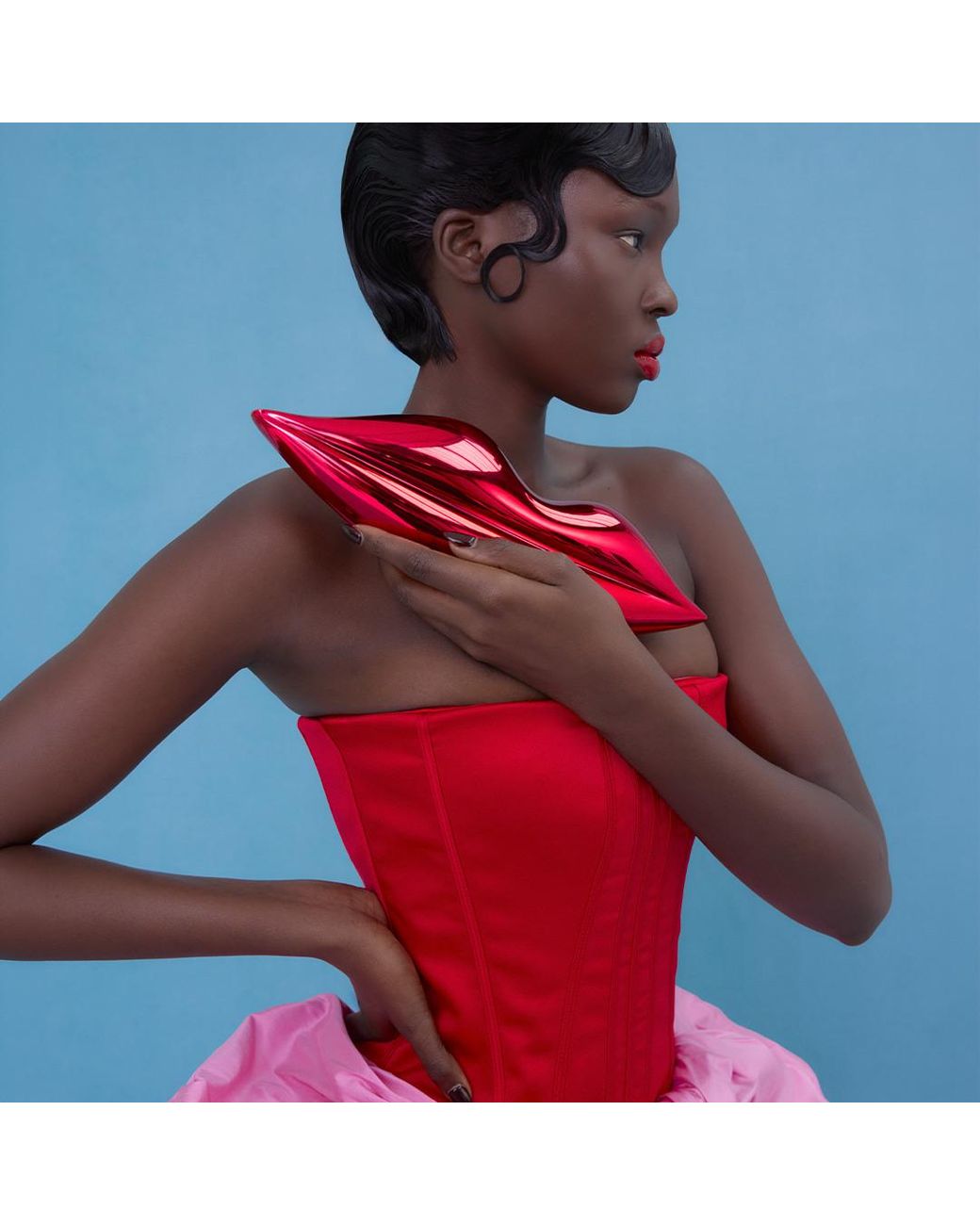 Lulu Guinness Red Surrealist Lips Clutch