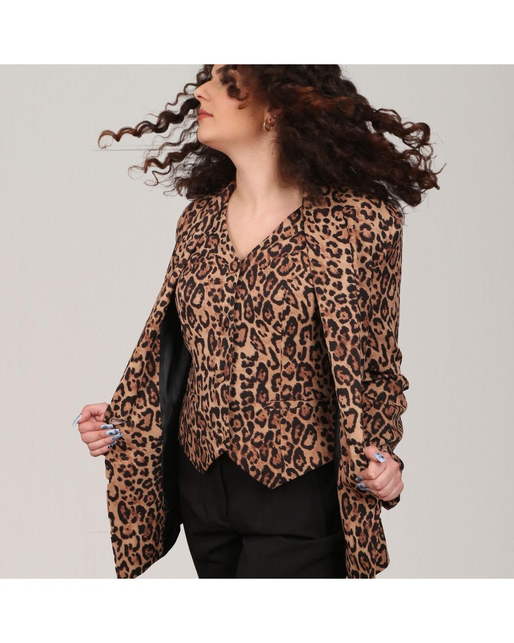 Nuvv Collection Brown Leopard Print Jacket & Vest Set – Bold Modern Style