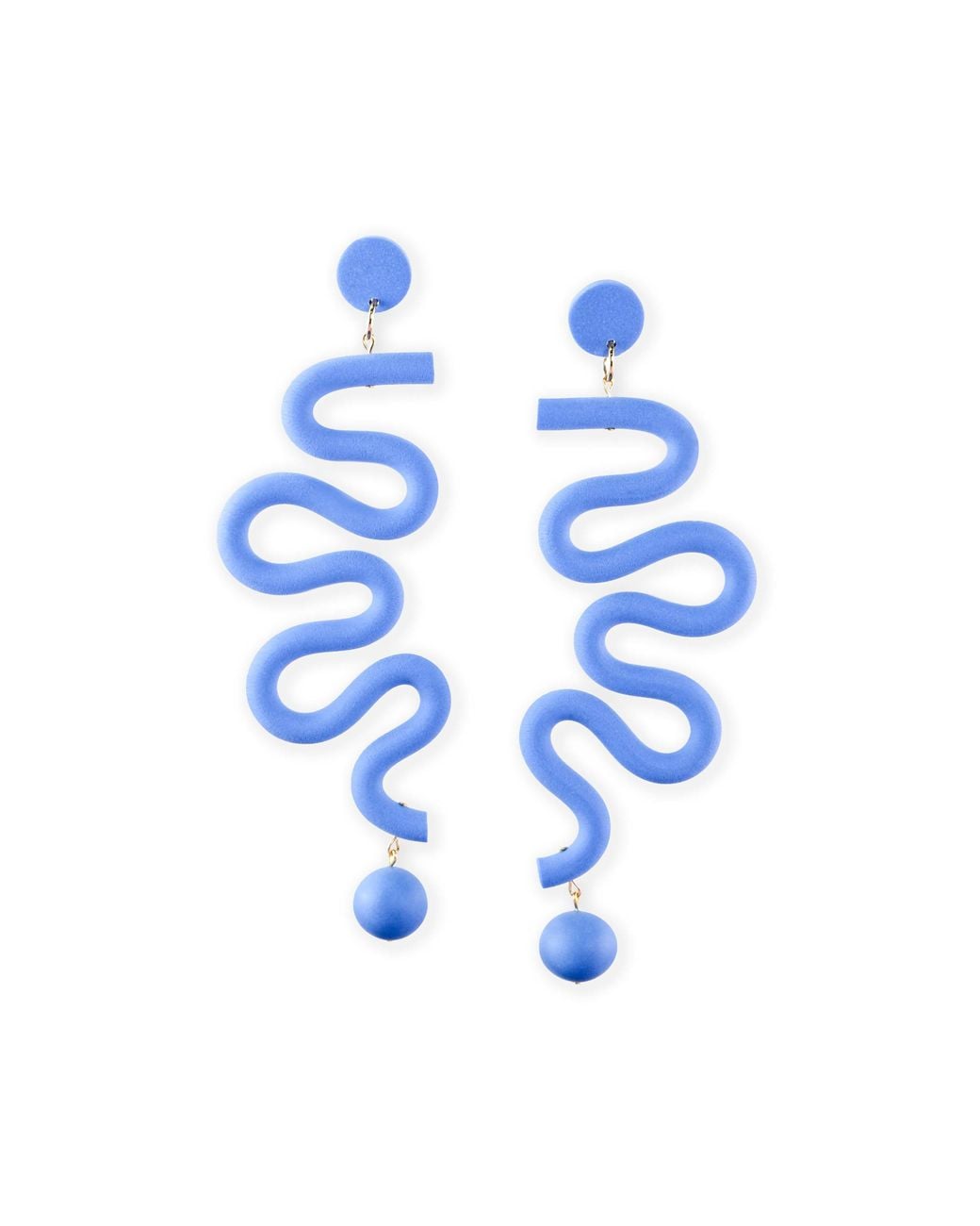 By Chavelli Blue Squiggle Polymer Clay Statement Earrings