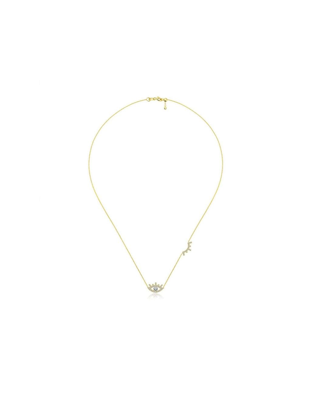 Genevieve Collection Metallic 18k Yellow Gold Evil Eye & Eyelash Diamond Necklace