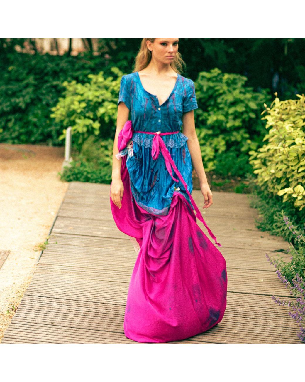 Miro Misljen Purple Draped Maxi Dress