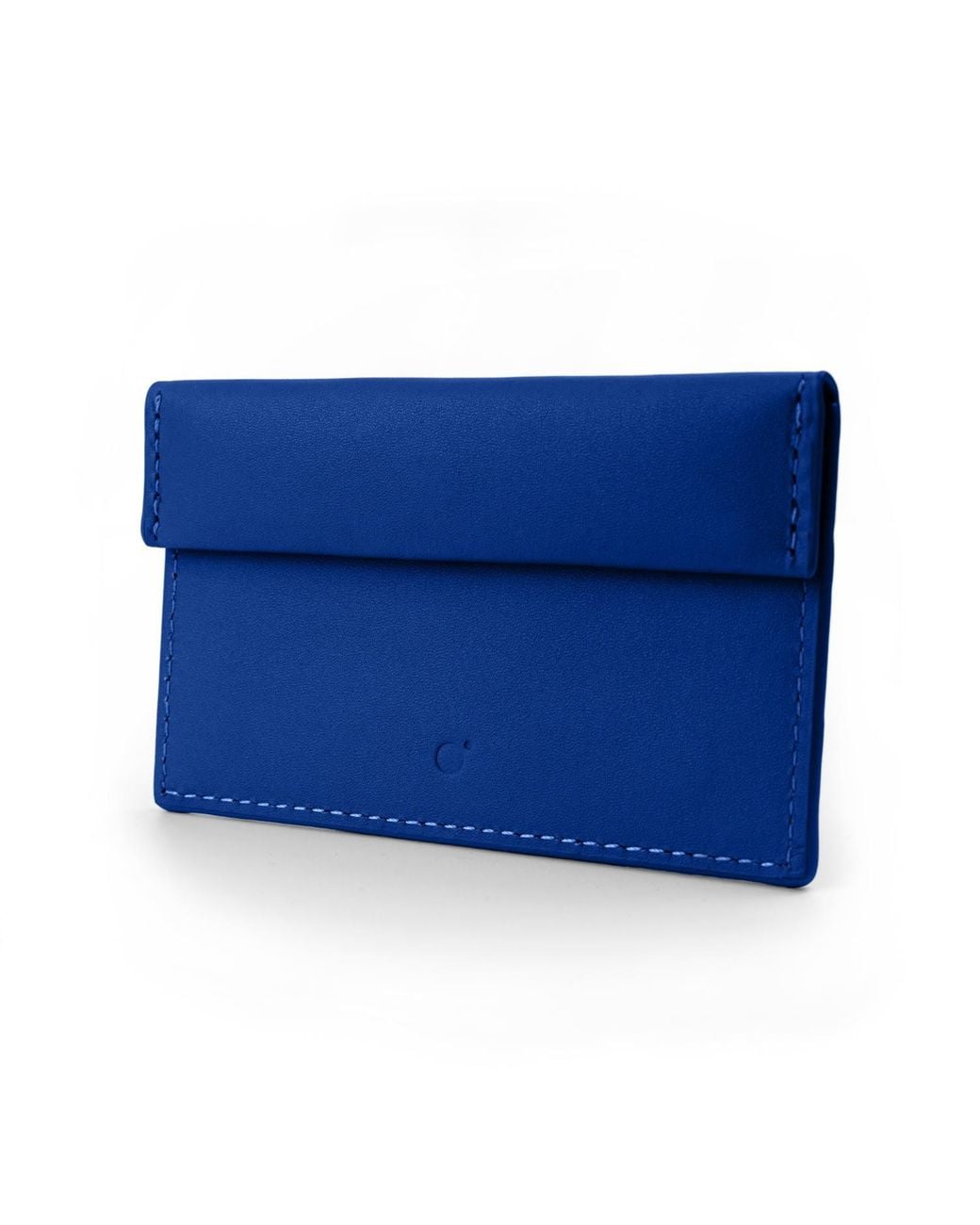 godi. Blue Handmade Compact Leather Coin And Card Holder