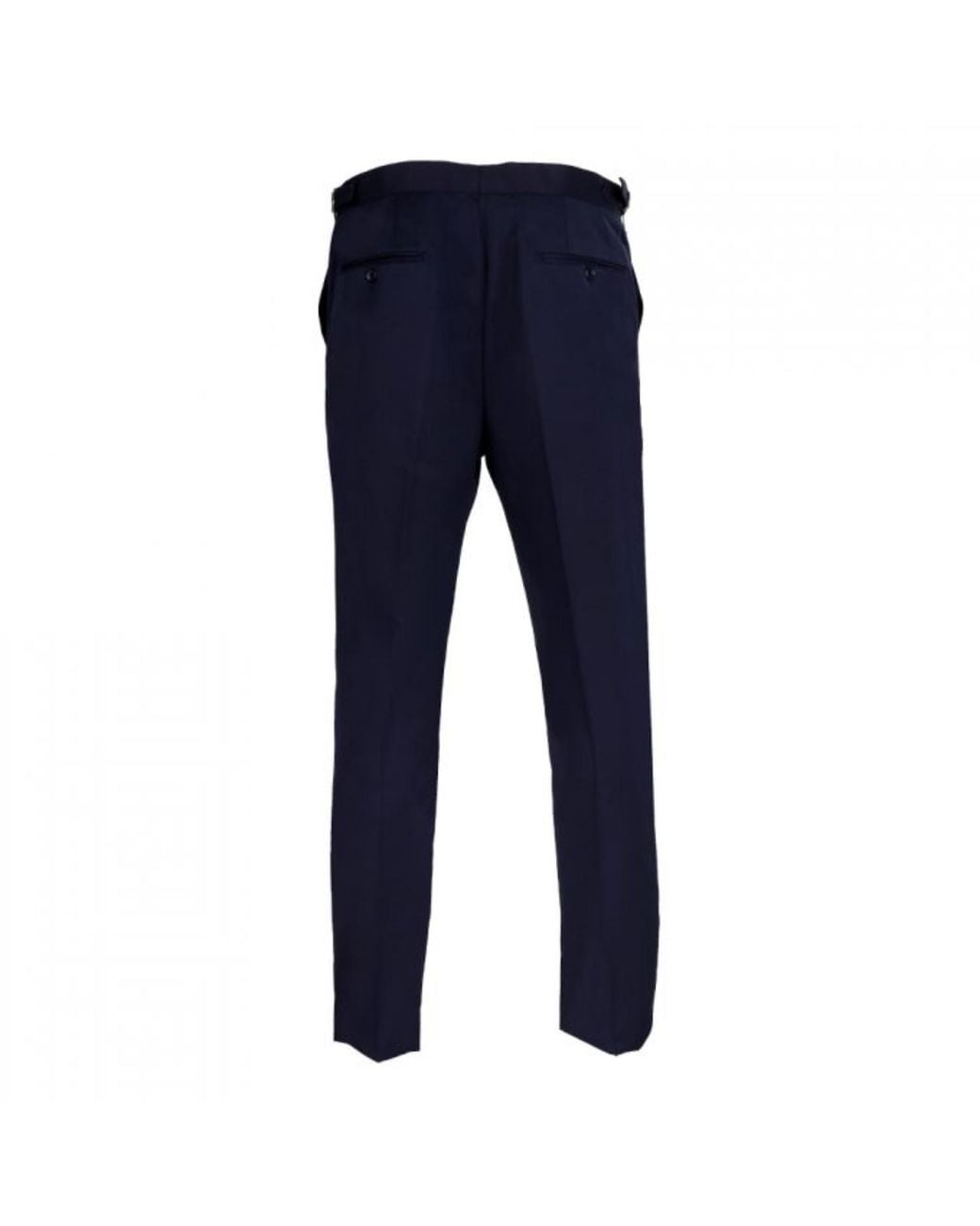 DAVID WEJ Blue Aldo Plain Smart Trousers With Side Adjusters – for men