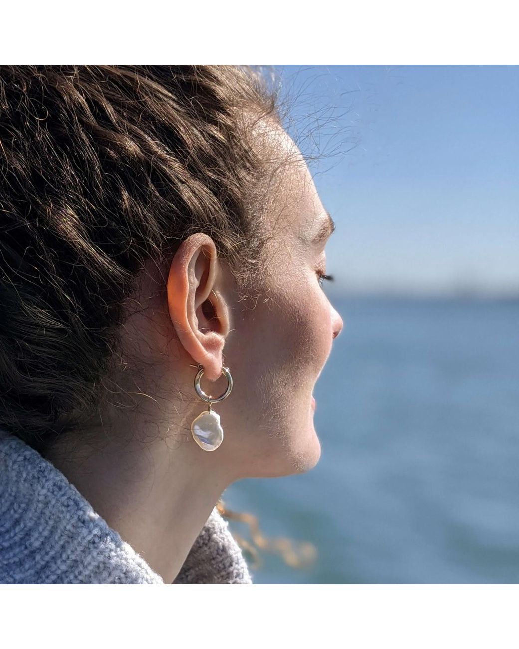 Kiri & Belle Blue Clemmie Petal Pearl Sterling Earrings