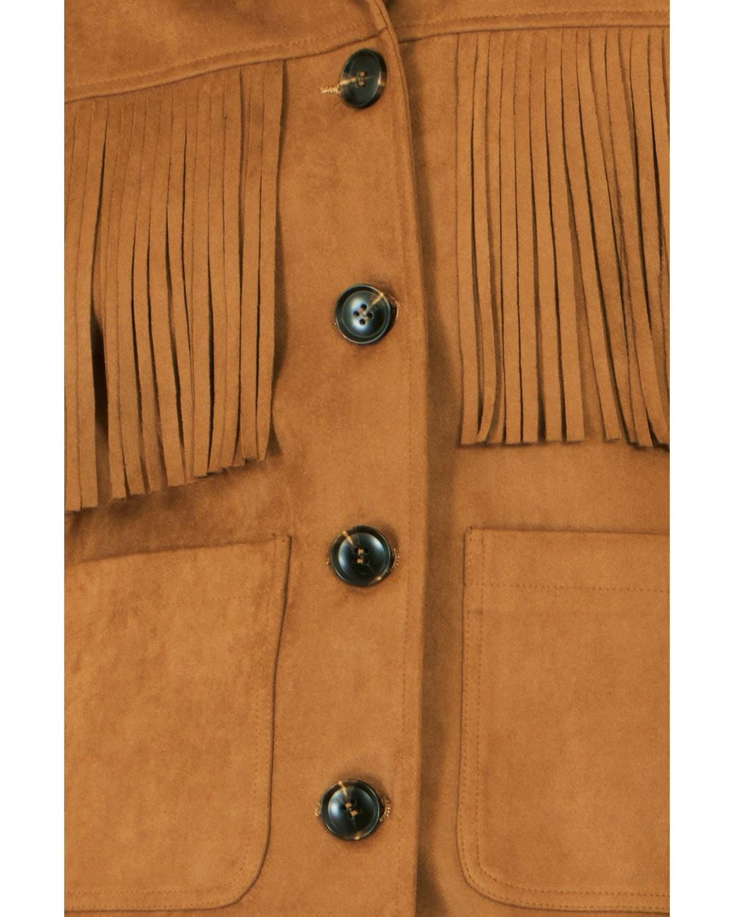 Yumi' Brown Faux Suede Tassel Jacket