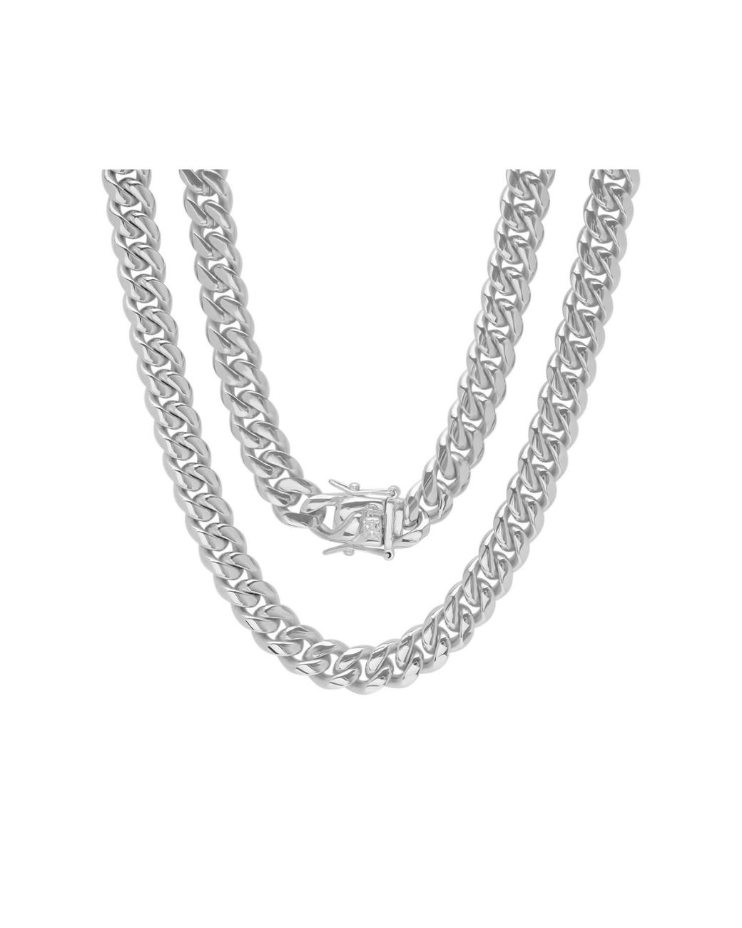 Steeltime Metallic Stainless Steel 10Mm Miami Cuban Necklace Chain With Box Clasp 24 Inch for men