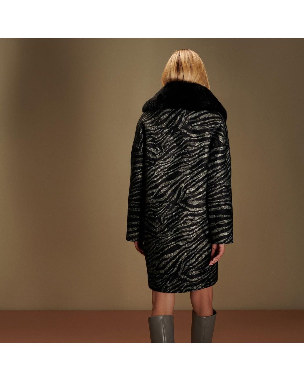 N'Onat Black Zebra Chic Vegan Coat