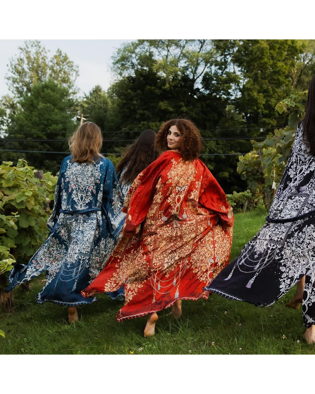 Silk&Soul Red Tree Of Life Silk Robe