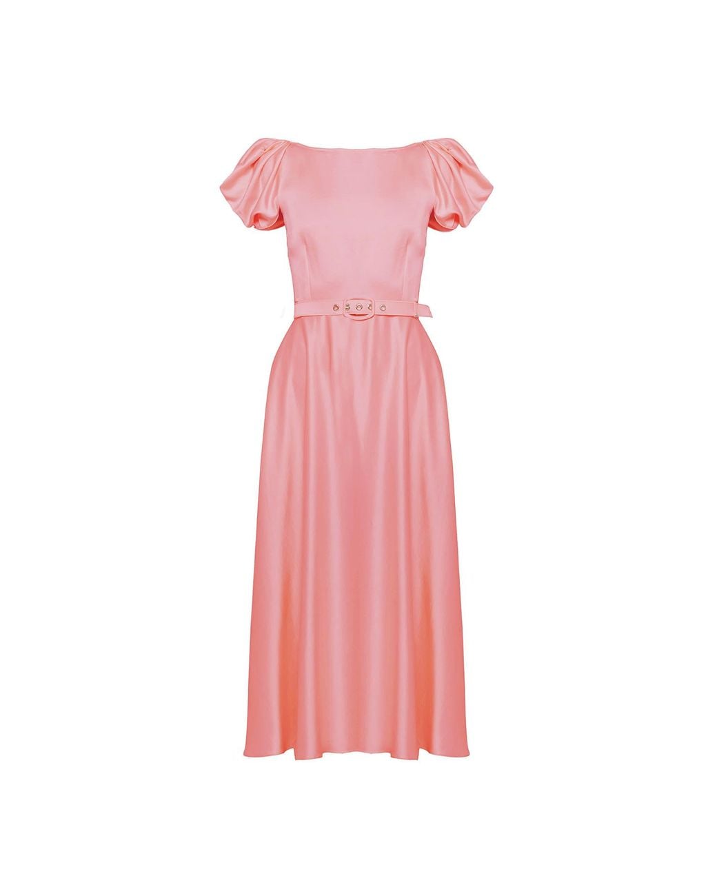 Nissa Pink Belted Viscose Midi Dress