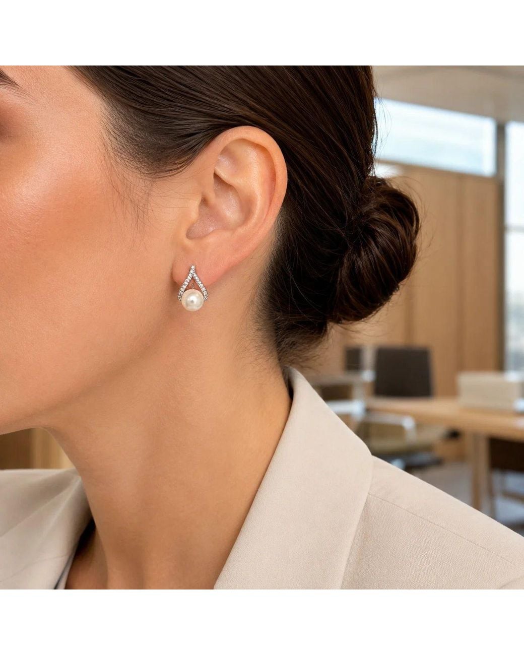 Angel Barocco Metallic Freshwater Pearl Crystal Teardrop Stud Earrings