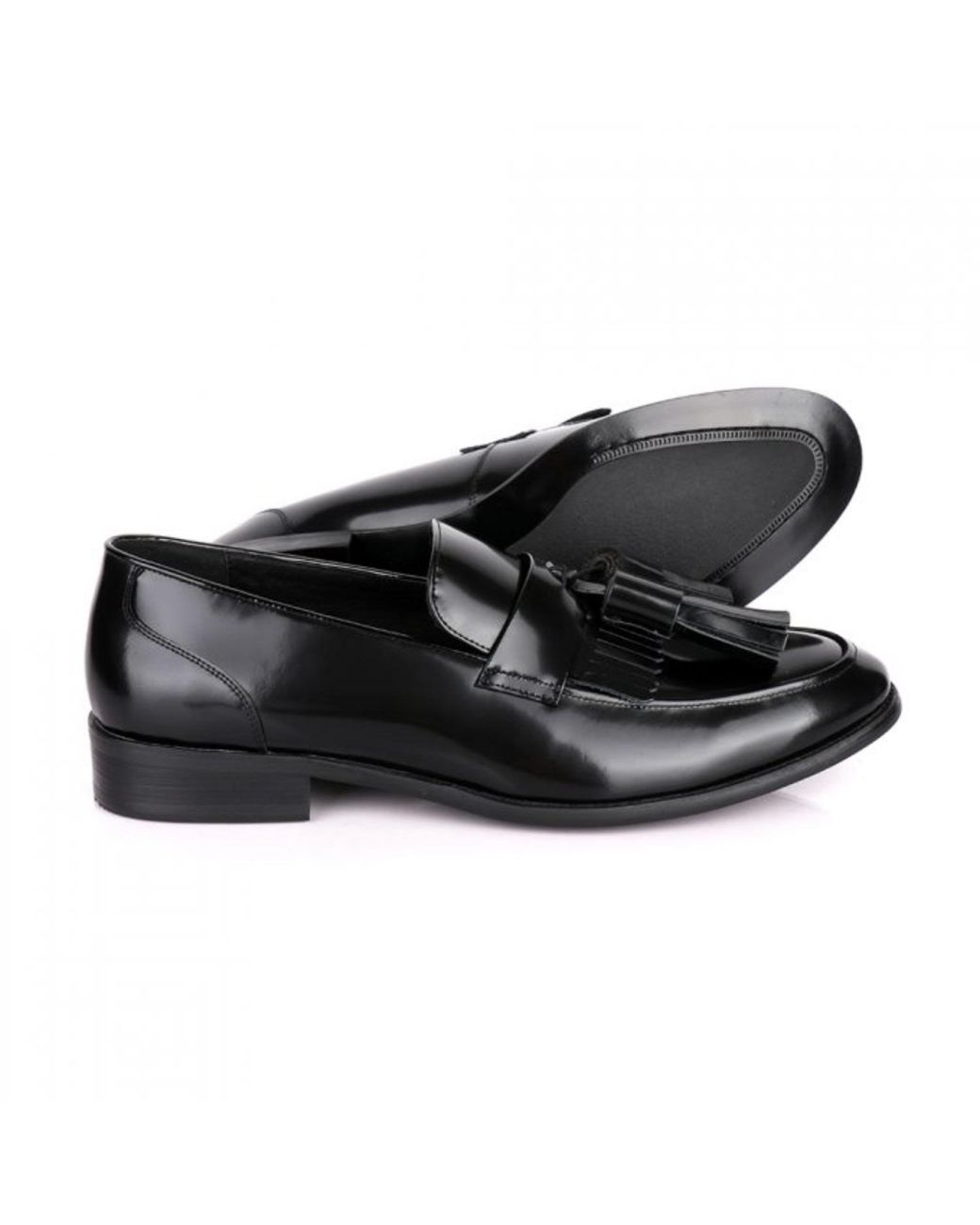 DAVID WEJ Black Bradford Patent Leather Loafers With Tassels – for men