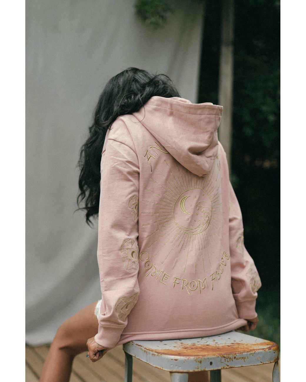 Miracles Manifester Pink Show Your Love Affirmation Embroidered Hoodie