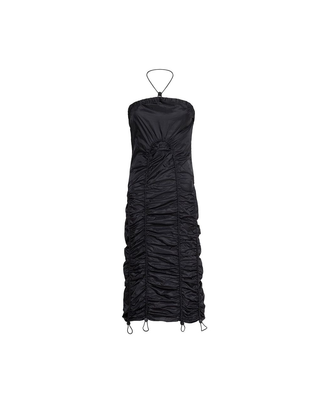 Audrey Vallens Black Spades 2 Gathered Seam Halter Dress