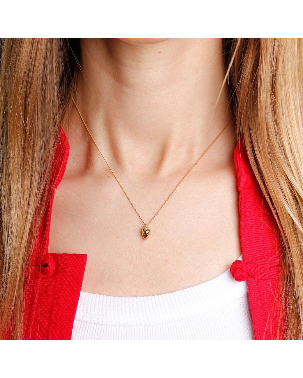 Lee Renee Metallic Strawberry Necklace