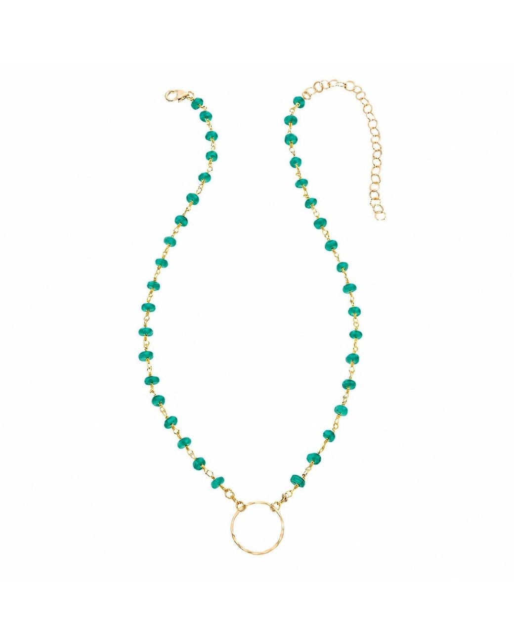 Heather Hawkins Jewelry Green Medium Hammered Circle Necklace