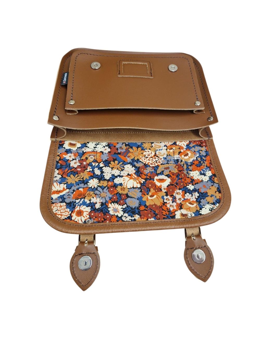Zatchels Brown Floral Lined Leather Midi Satchel