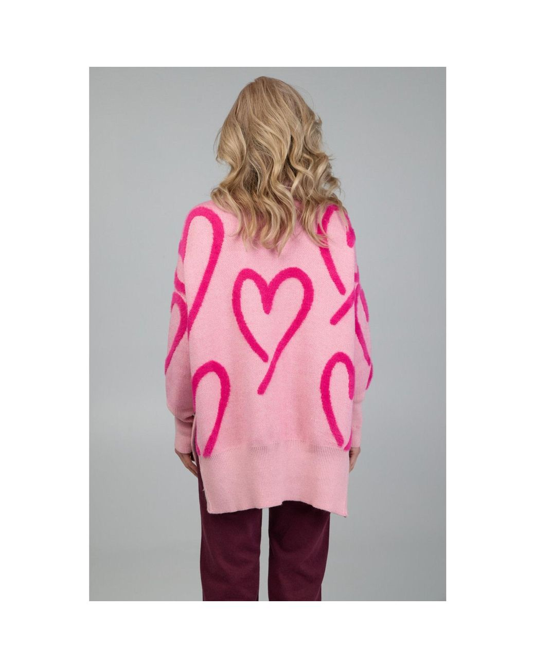 Saachi Pink Whimsical Heart Sweater
