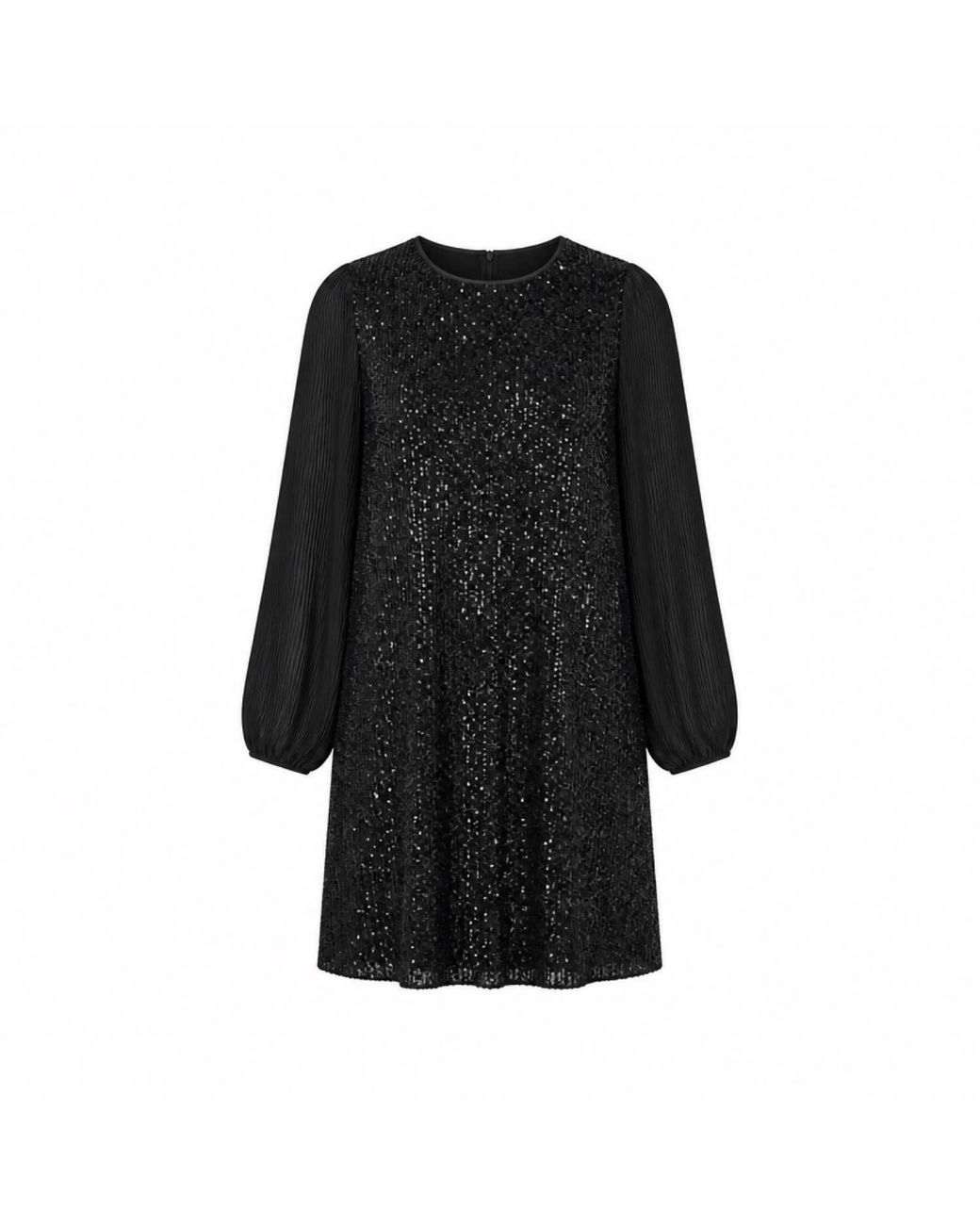 Yumi' Black Velvet Sequin Tunic With Long Pleated Sleeves