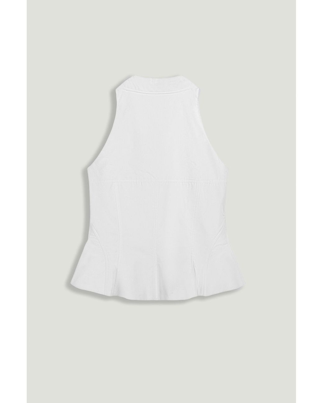 Nocturne White Structured Halter Peplum Top