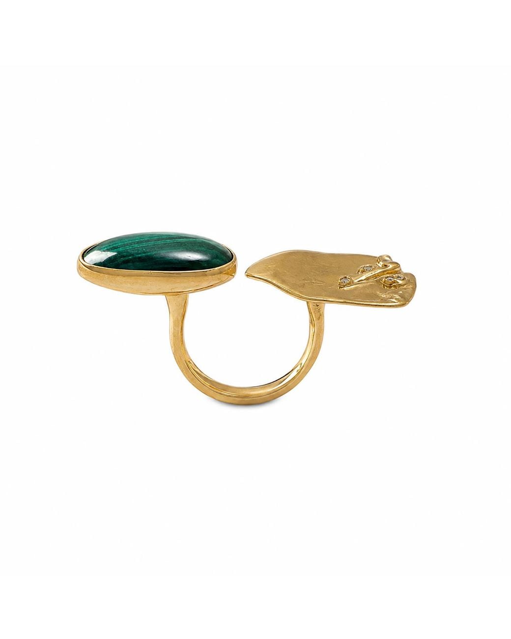 Rare Matters Jewelry Green Smooth Oval Malachite Statement Ring