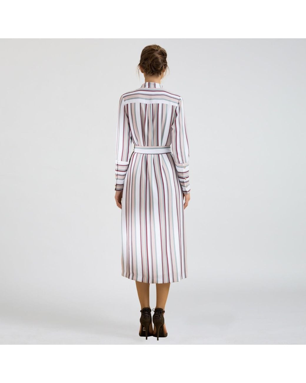Smart and Joy Blue Striped Midi Wrap Dress