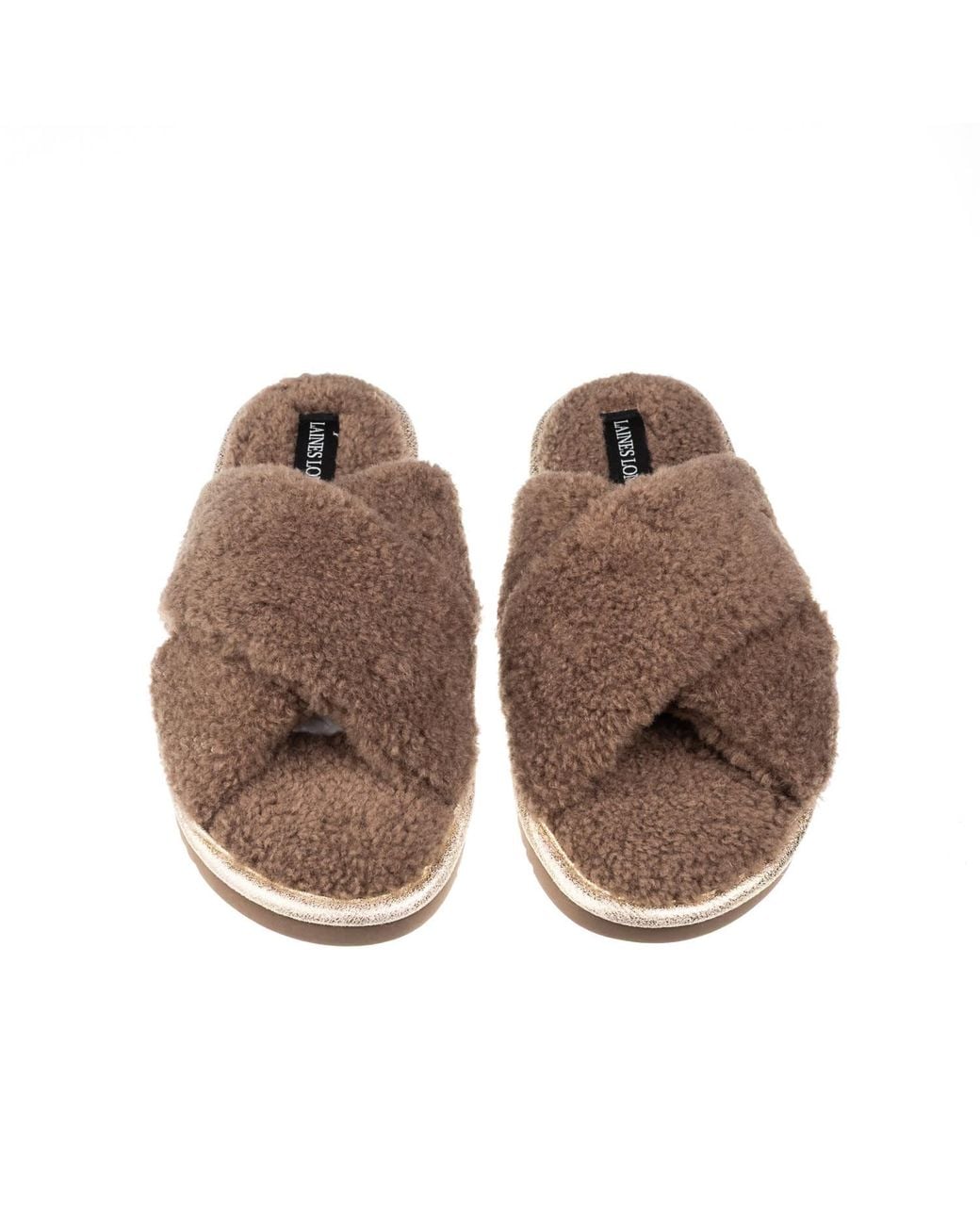 Laines London Brown Neutrals Neutral Boucle Slippers