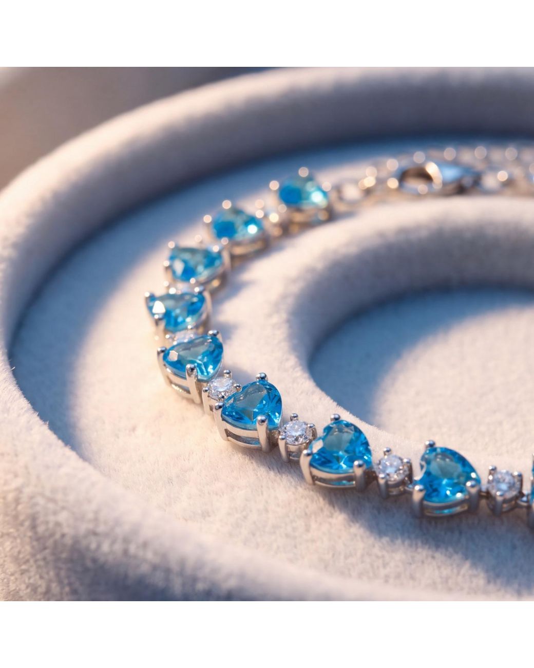 Latelita London Blue Asscher Cut Heart Tennis Bracelet Topaz