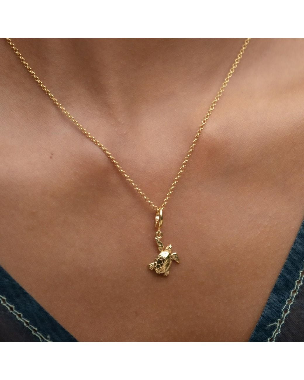 Lily Charmed Metallic Plated Turtle Charm Necklace