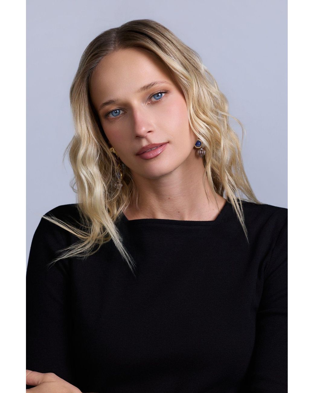 Rave on Trend Black Square Neck Ribbed Tee