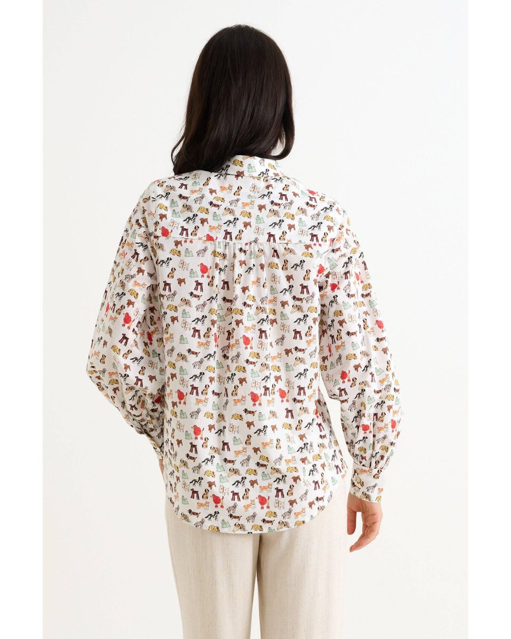 Louche White Byron Dogs Day Long Sleeve Shirt