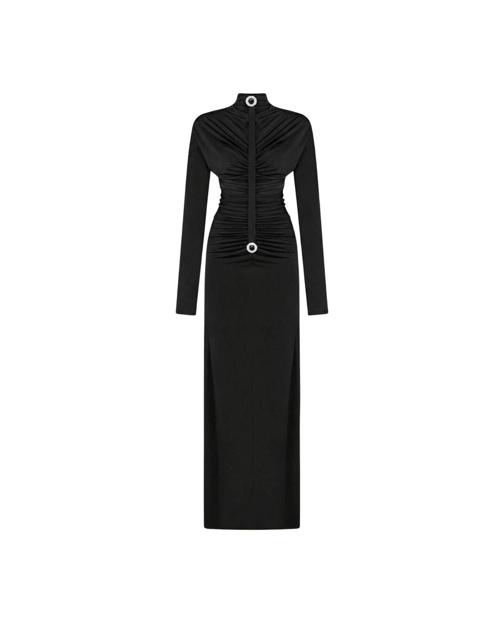 Nocturne Black Stone Detail Draped Maxi Dress