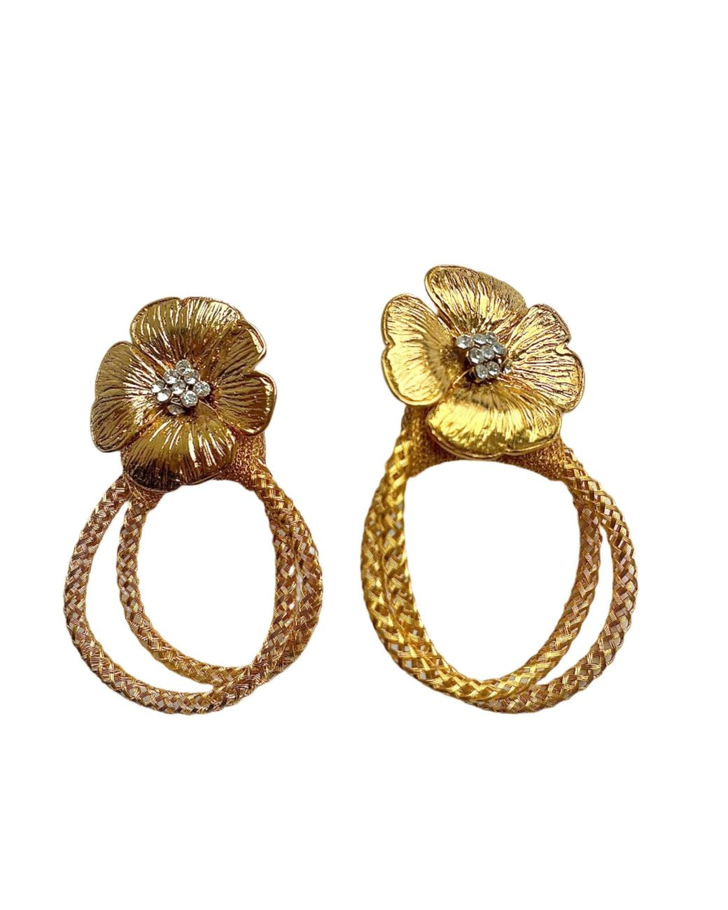 Laura Gray Metallic Flower Hoop Post Earrings