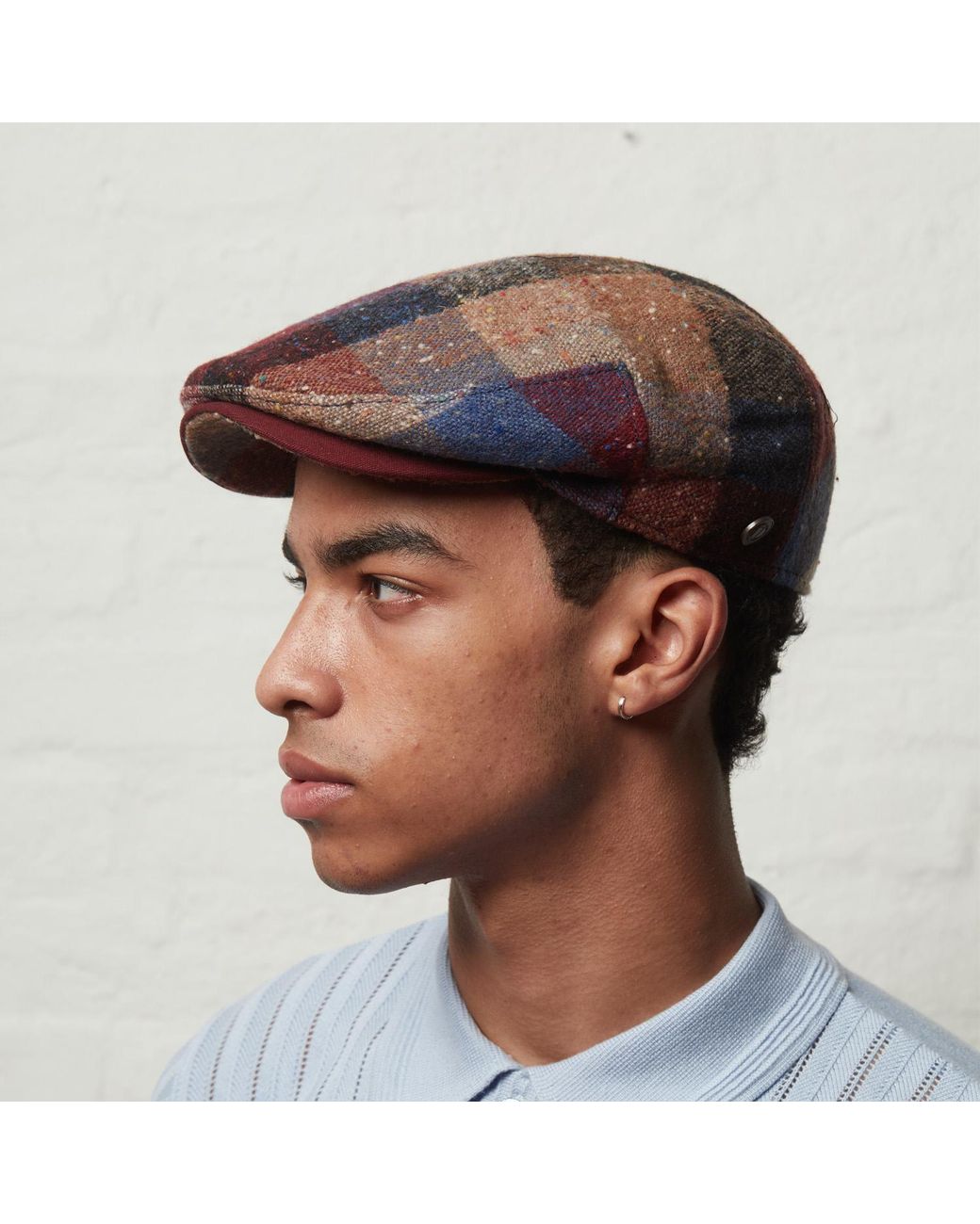 Dasmarca Hats Brown Tailor Checks Ukranian Tweed Wool Cap For for men