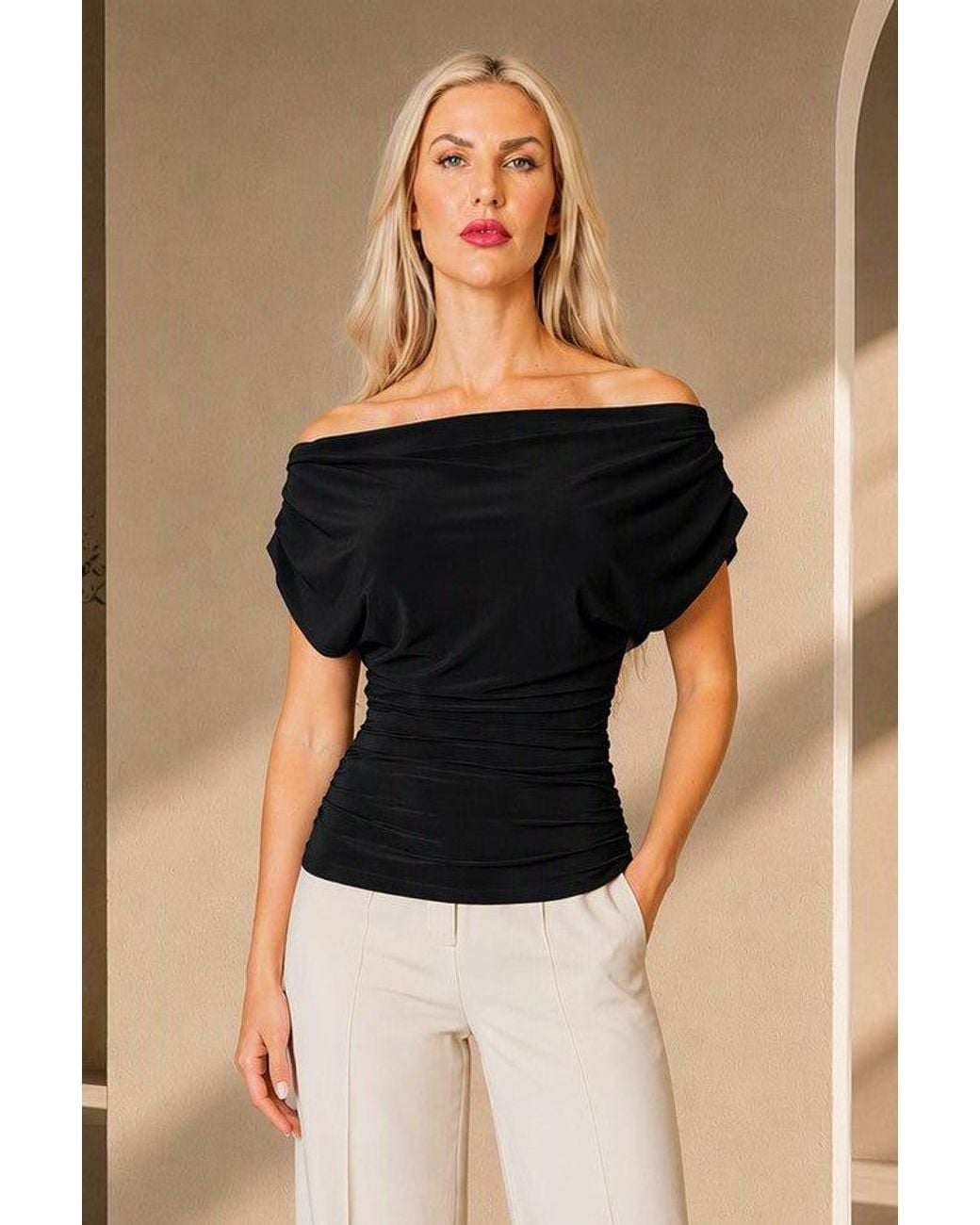 Atom Label Black Carbon Bardot Occasion Top