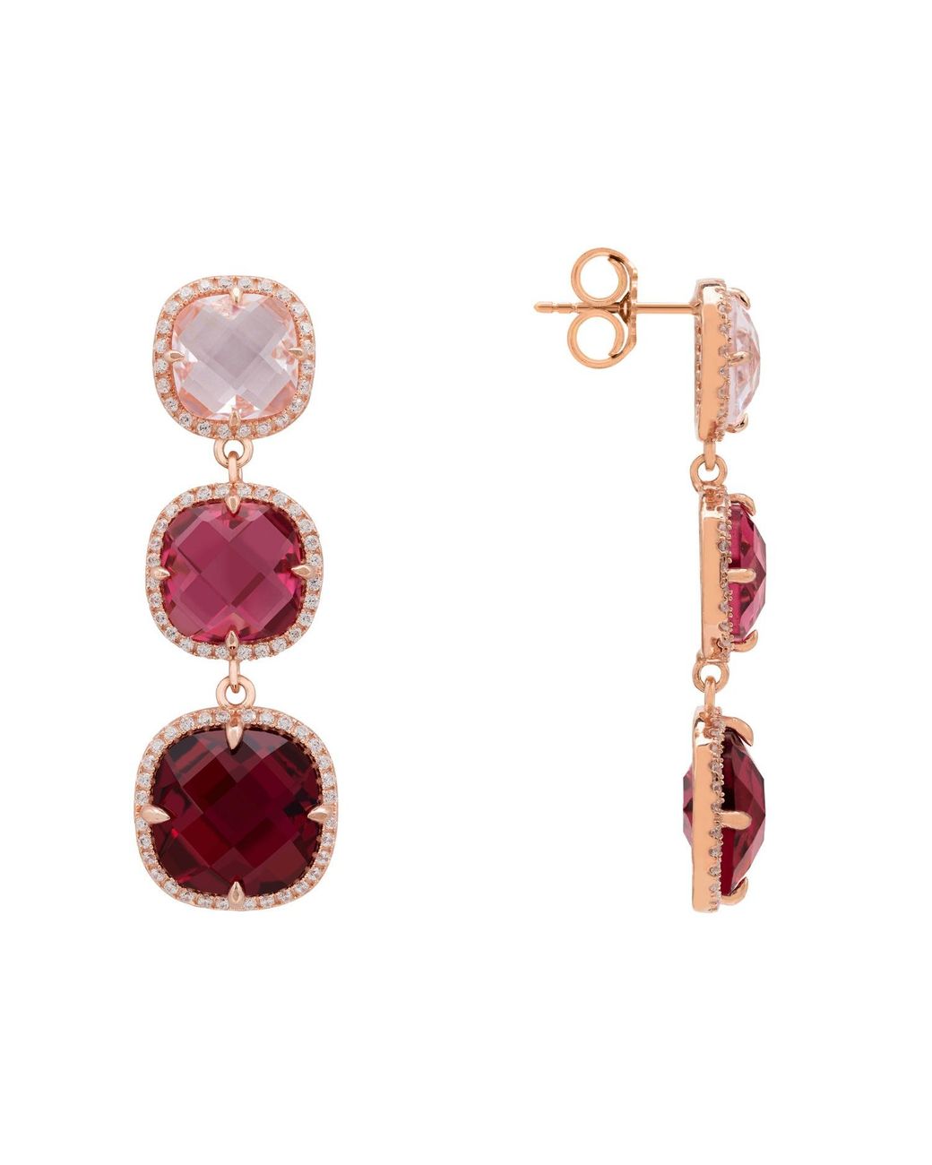 Latelita London Red Rose Knightsbridge Earrings Rosegold Pinks