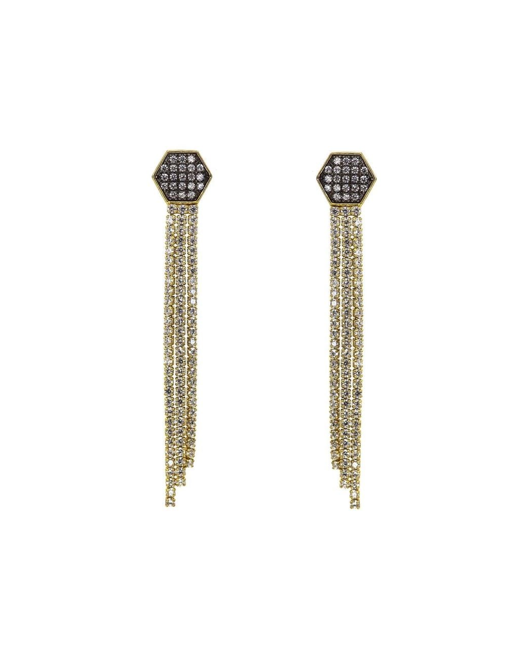 VicStoneNYC Fine Jewelry Metallic Hexa Han Dangling Earrings