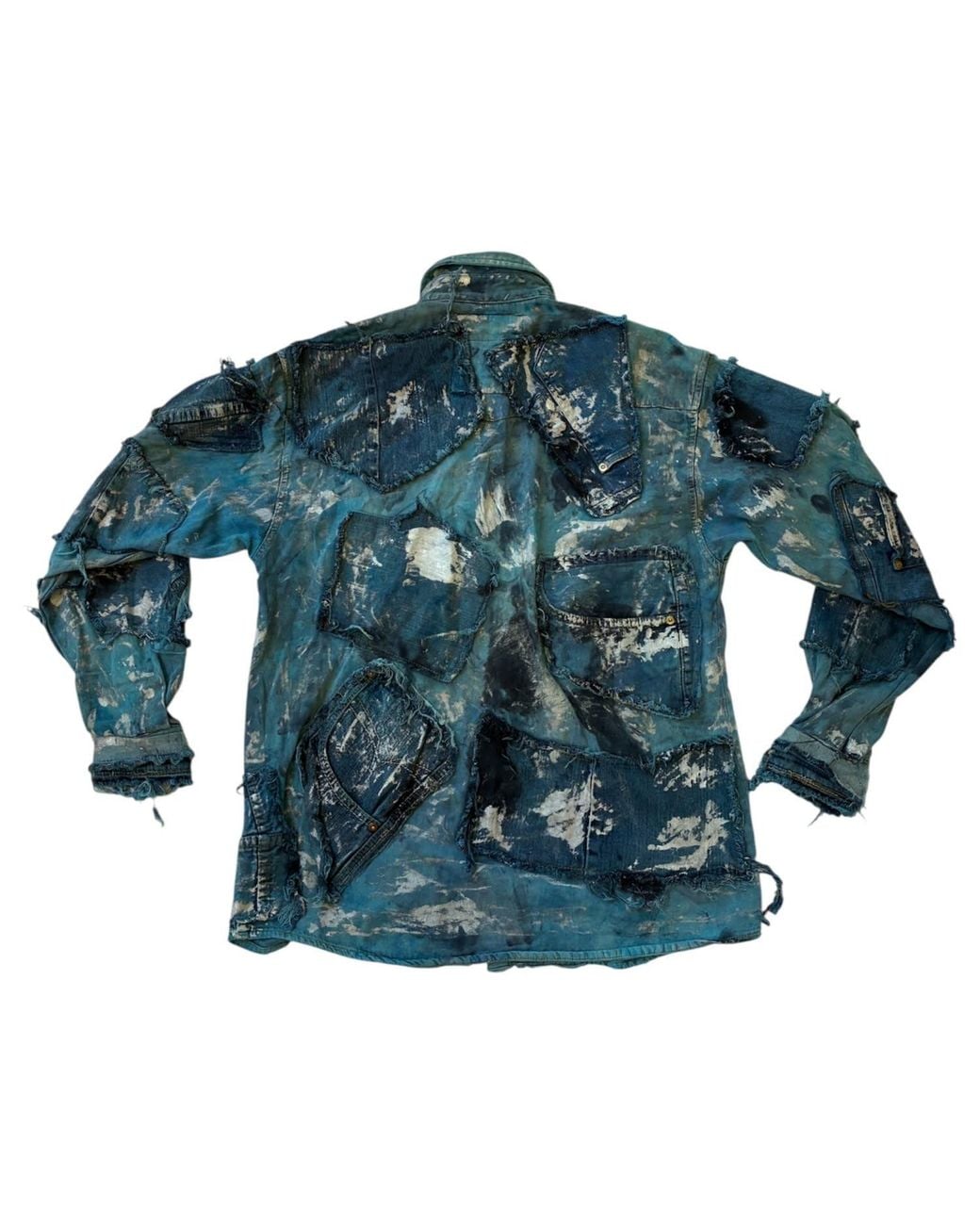 Zasta Studio Blue Wearable Ruins Shredded Denim Colored Shirt G