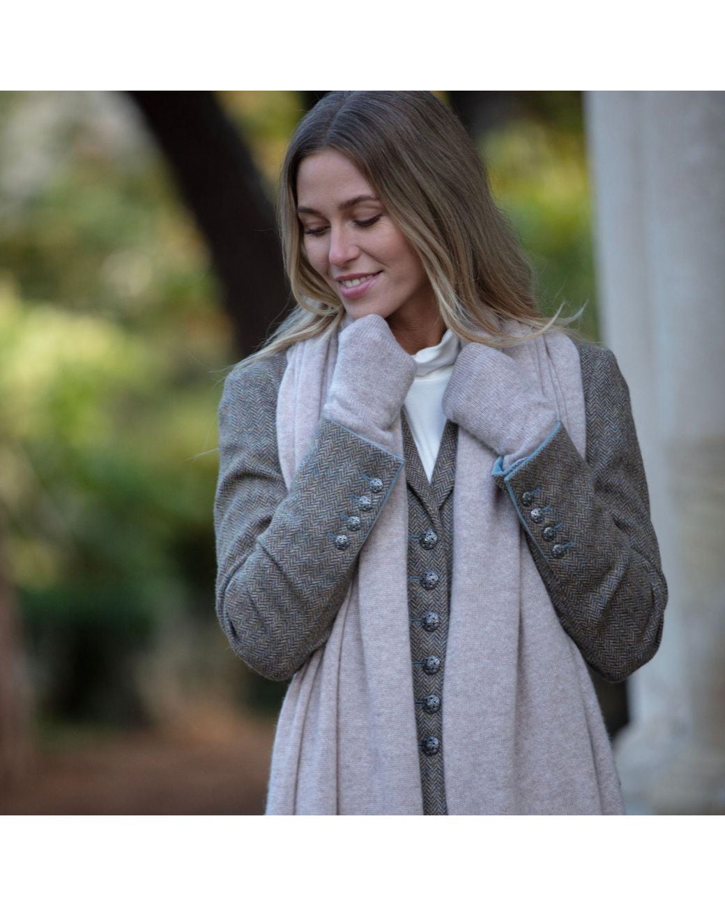 Cove Brown Cashmere Chunky Wrist Warmers Fawn