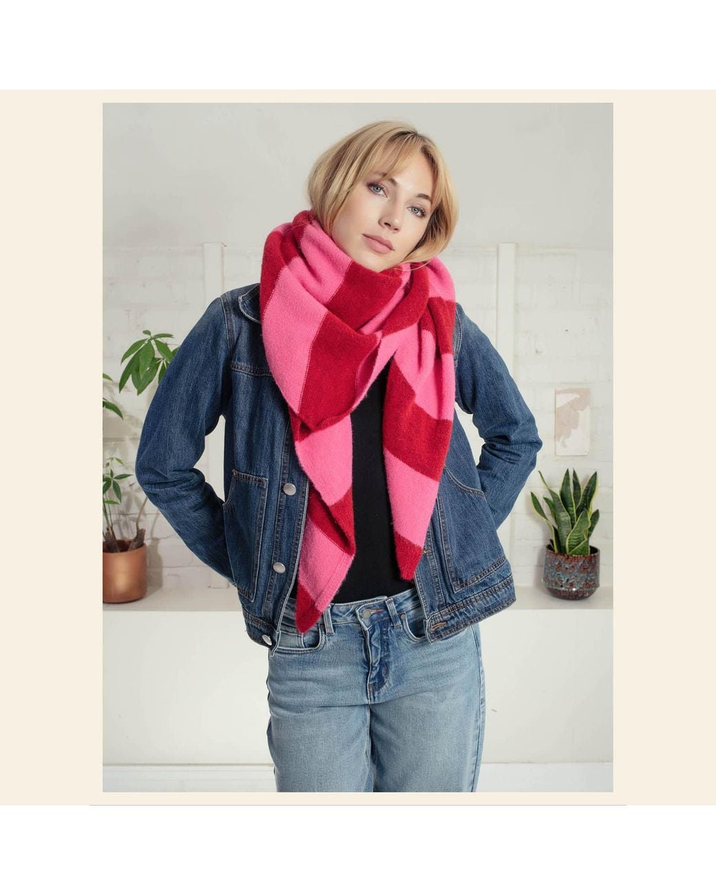 Nooki Design Red Edwina Knitted Triangle Scarf