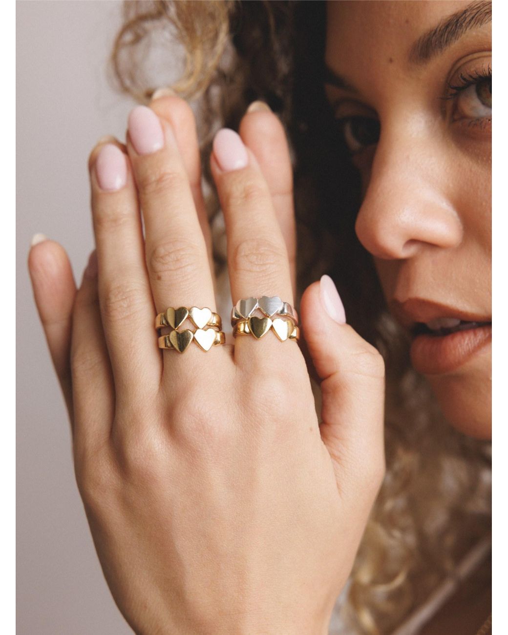 Déclarer White Og Double Heart Ring