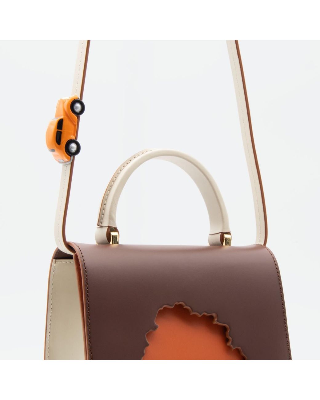 Absurde Brown One Way Small Leather Shoulder Bag