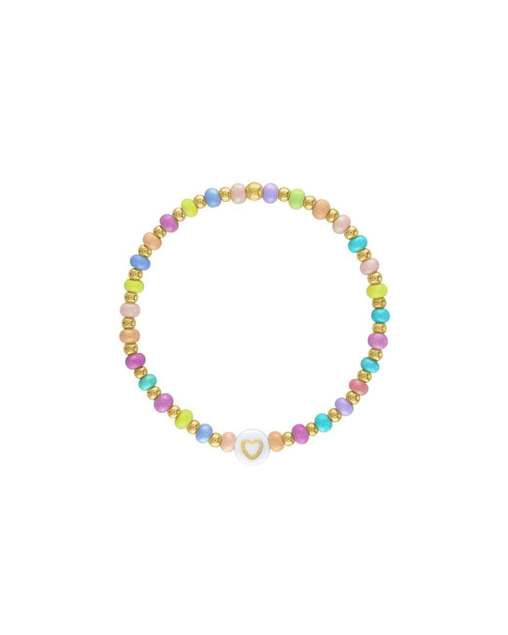 Olivia Le Metallic Rainbow Heart Bead Bracelet