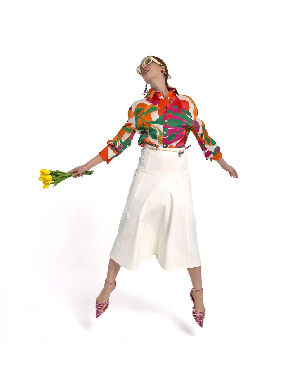 Lalipop Design Green Viscose Satin Button-Down Blouse