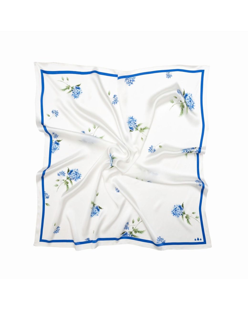 RainSisters Blue Large Floral Natural Silk Scarf