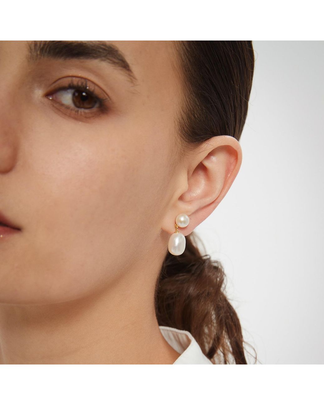 Miss Cecilia Metallic Freshwater Pearl Drop Earrings