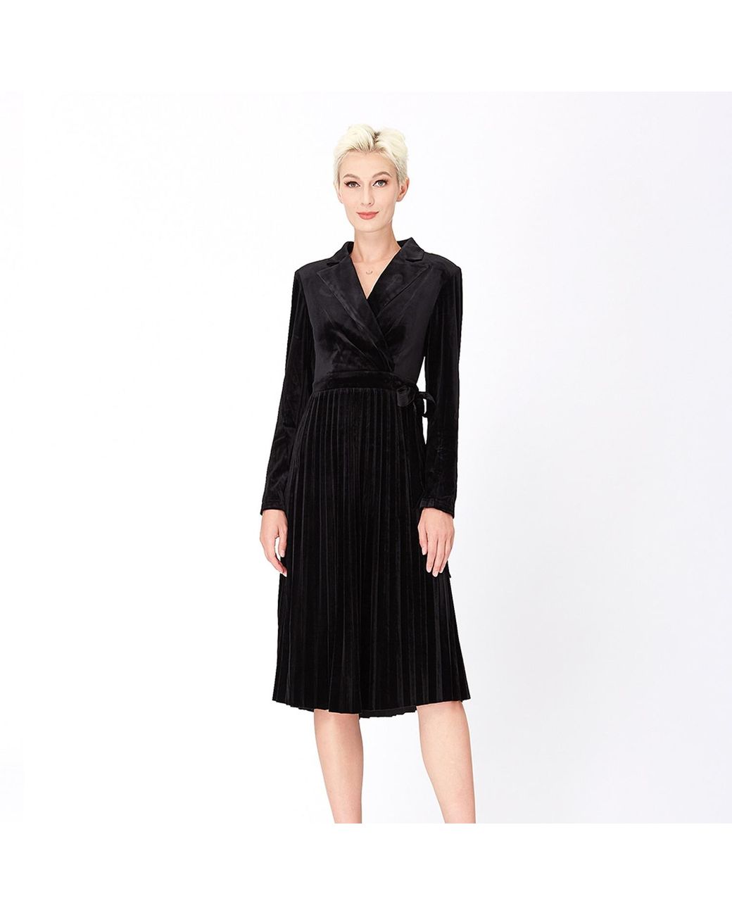 Smart and Joy Black Velvet Wrap Dress