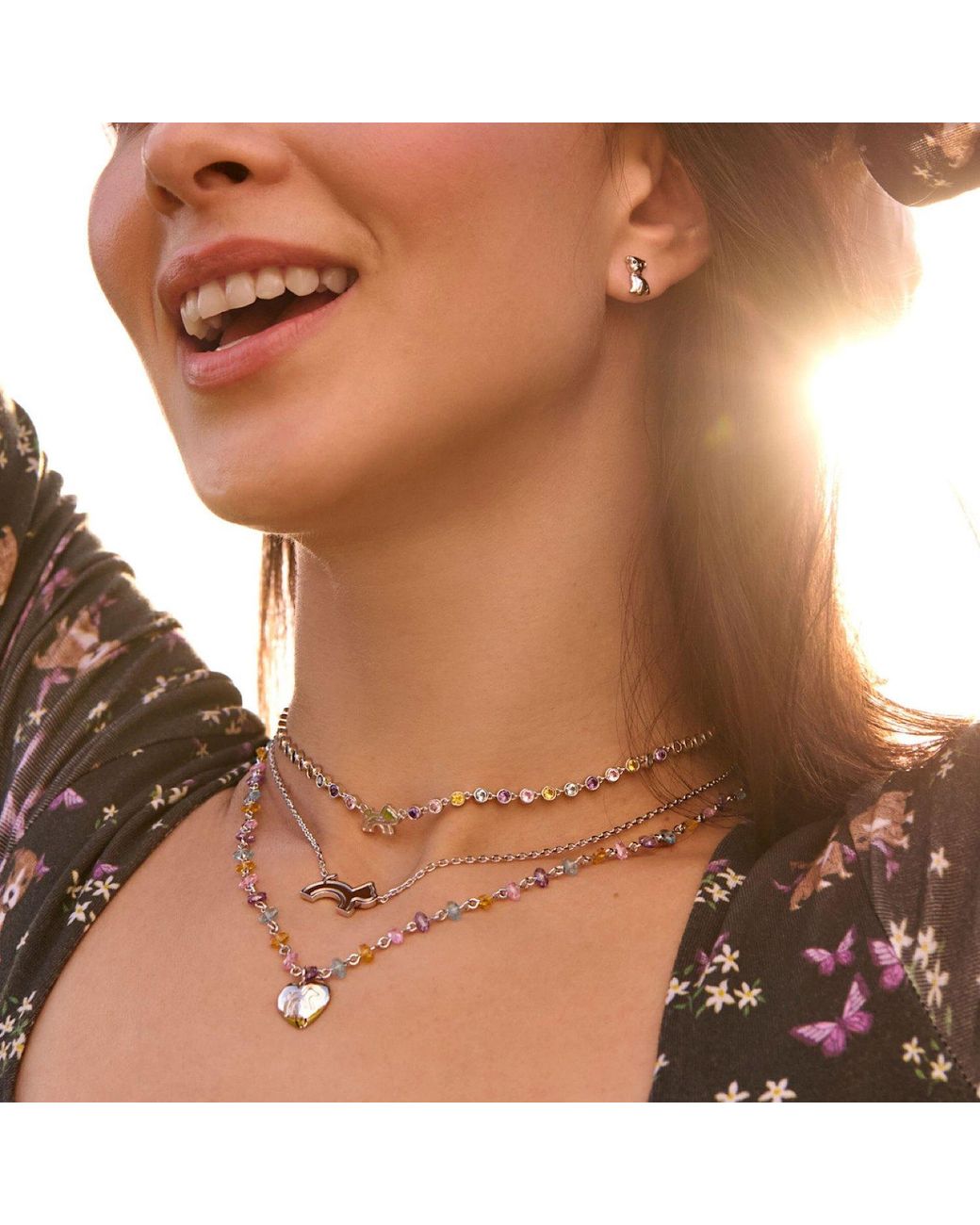 Cloud Haven Metallic Dainty Logo Pendant Necklace